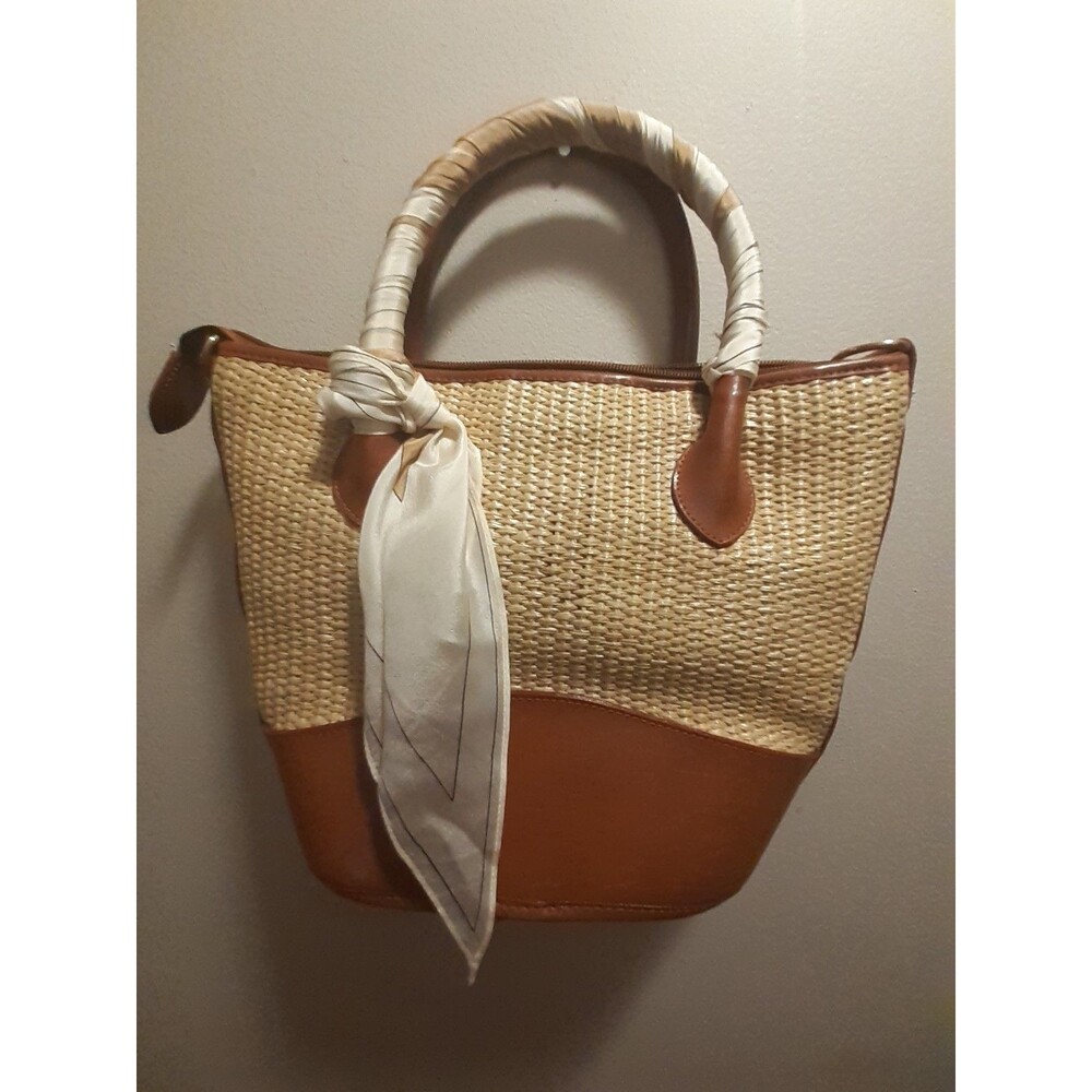 DUFONTE by Lucien Piccard Women’s Beige/Brown Satchel, Zip, Gold, Scarf